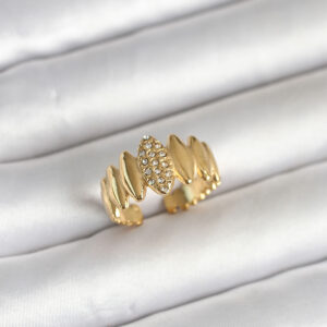 Tegan 316L Çelik Gold Renk Zirkon Taşlı Vintage Model Kadın Yüzük TG27BYK4164