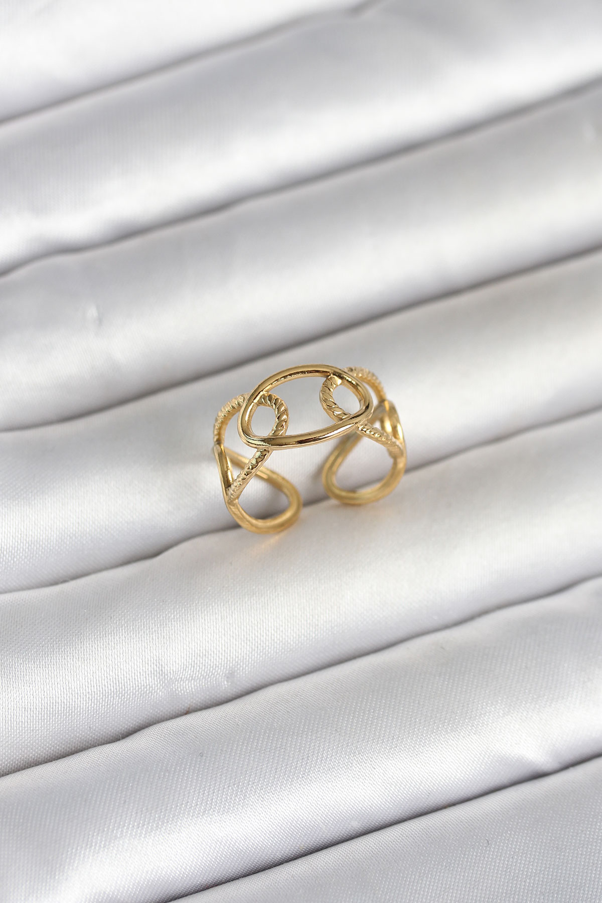 Tegan 316L Çelik Gold Renk Zincir Model Kadın Yüzük TG27BYK4166 - Görsel 1