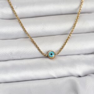 Tegan 316L Çelik Gold Renk Nazarlı Model Kadın Kolye TG27BKO11044