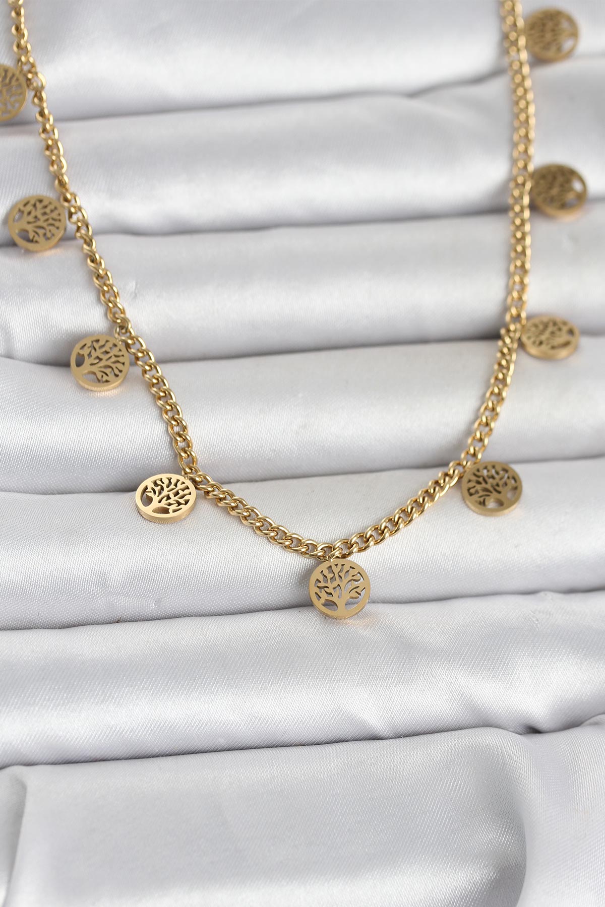 Tegan 316L Çelik Gold Renk Yaşam Ağacı Model Kadın Kolye TG27BKO11045 - Görsel 1