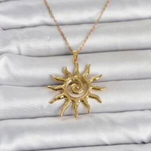 Tegan 316L Çelik Gold Renk Bohem Güneş Model Kadın Kolye TG27BKO11047
