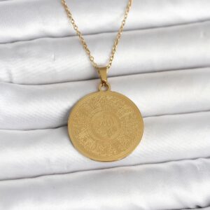 Tegan 316L Çelik Gold Renk Ayetel Kürsi Yazılı Kolye TG27BKO11059