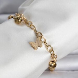 Tegan 316L Çelik Gold Renk Kelebek ve Dorikalı Kadın Bileklik TG27BB8385