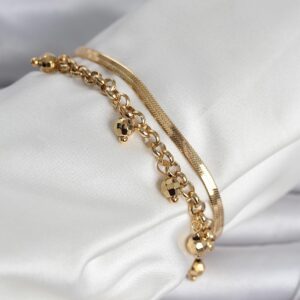 Tegan 316L Çelik Gold Renk Dorika ve İtalyan Zincirli Model Kadın Bileklik TG27BB8386