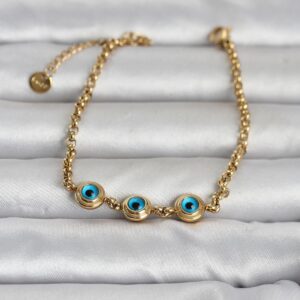 Tegan 316L Çelik Gold Renk Nazarlı Kadın Bileklik TG27BB8392