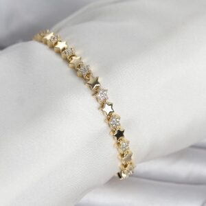 Tegan Pirinç Gold Renk Zirkon Taşlı Yıldız Model Kadın Bileklik TG27BB8425