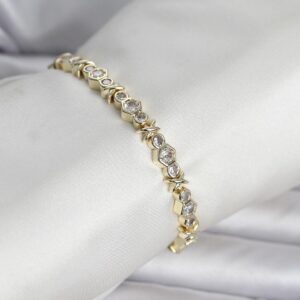 Tegan Pirinç Gold Renk Petek Model Zirkon Taşlı Kadın Bileklik TG27BB8429