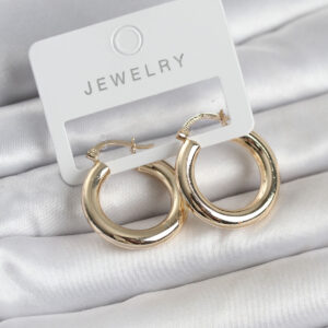 Tegan Gold Renk Pirinç Halka 25 mm Kadın Küpe TG27BKP11757