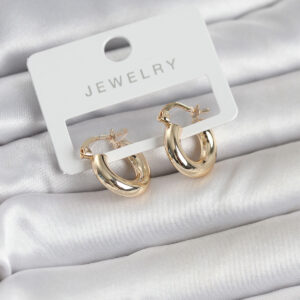 Tegan Gold Renk Pirinç Halka 15 mm Kadın Küpe TG27BKP11763