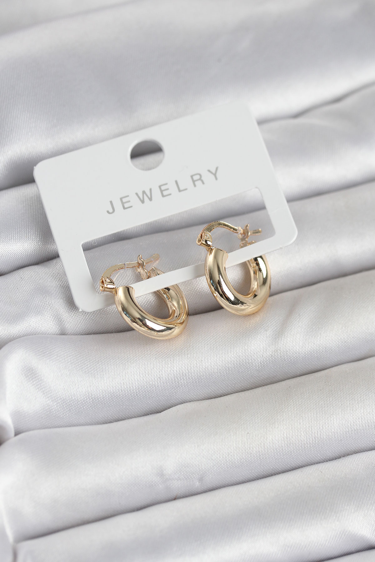 Tegan Gold Renk Pirinç Halka 15 mm Kadın Küpe TG27BKP11763 - Görsel 1