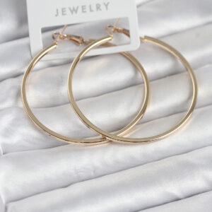 Tegan Gold Renk Pirinç Köşeli Kenar Halka 54 mm Kadın Küpe TG27BKP11767