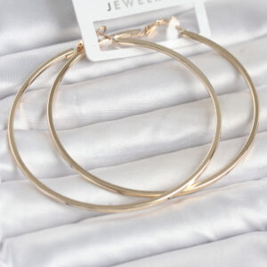 Tegan Gold Renk Pirinç Köşeli Kenar Halka 72 mm Kadın Küpe TG27BKP11769