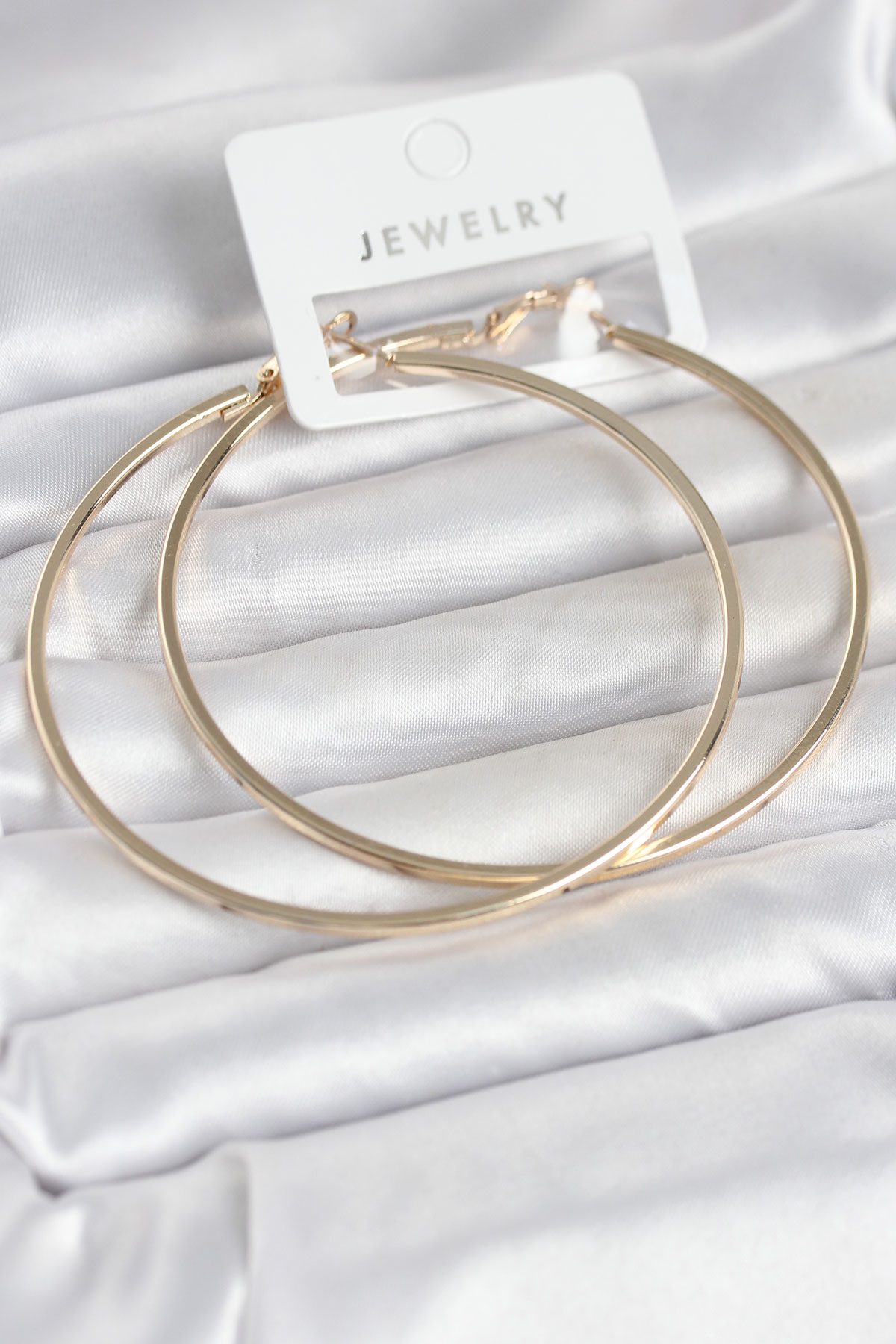 Tegan Gold Renk Pirinç Köşeli Kenar Halka 72 mm Kadın Küpe TG27BKP11769 - Görsel 1