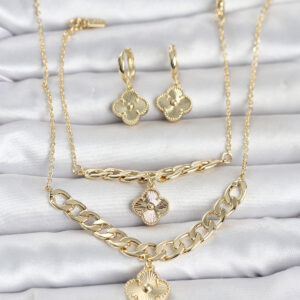 Tegan Gold Renk Pirinç Kolye Bileklik ve Küpe Seti TG27BKO11063