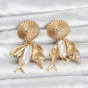 Tegan Gold Renk Deniz Temalı Vintage Kadın Küpe TG27BKP11799