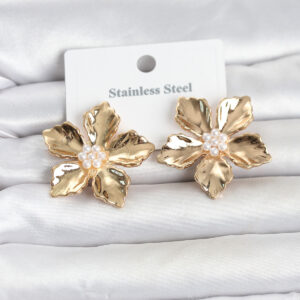 Tegan 316L Çelik Gold Renk Lotus Çiçek Model Kadın Küpe TG27BKP11810