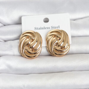 Tegan 316L Çelik Gold Renk Motif Desen Model Kadın Küpe TG27BKP11812