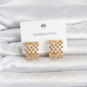 Tegan 316L Çelik Gold Renk Motif Desenli Halka Kadın Küpe TG27BKP11822