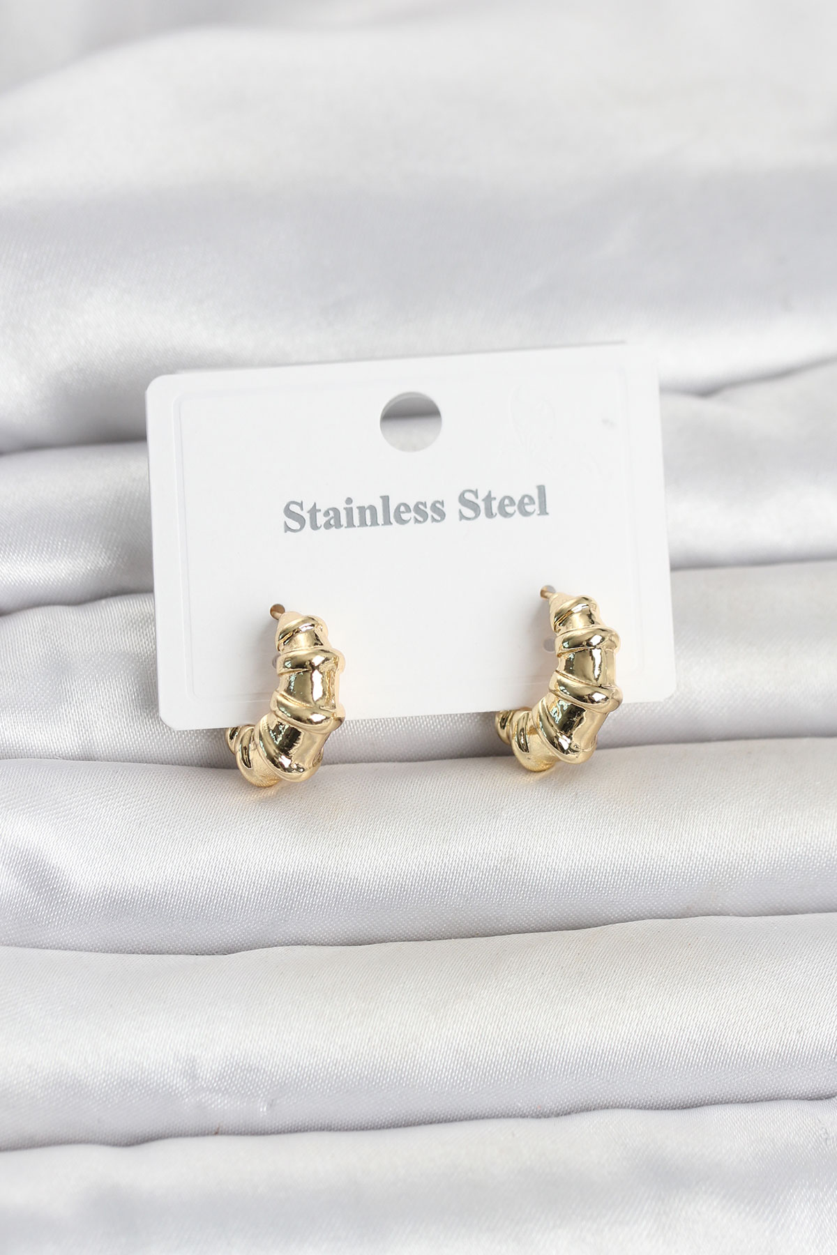 Tegan 316L Çelik Gold Renk Halka Model Kadın Küpe TG27BKP11834 - Görsel 1