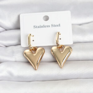 Tegan 316L Çelik Gold Renk Kalp Modelli Kadın Küpe TG27BKP11835
