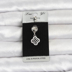 Tegan 316L Cerrahi Çelik Zirkon Taşlı Sallantılı Yonca Model Göbek Piercing TG27PR1397