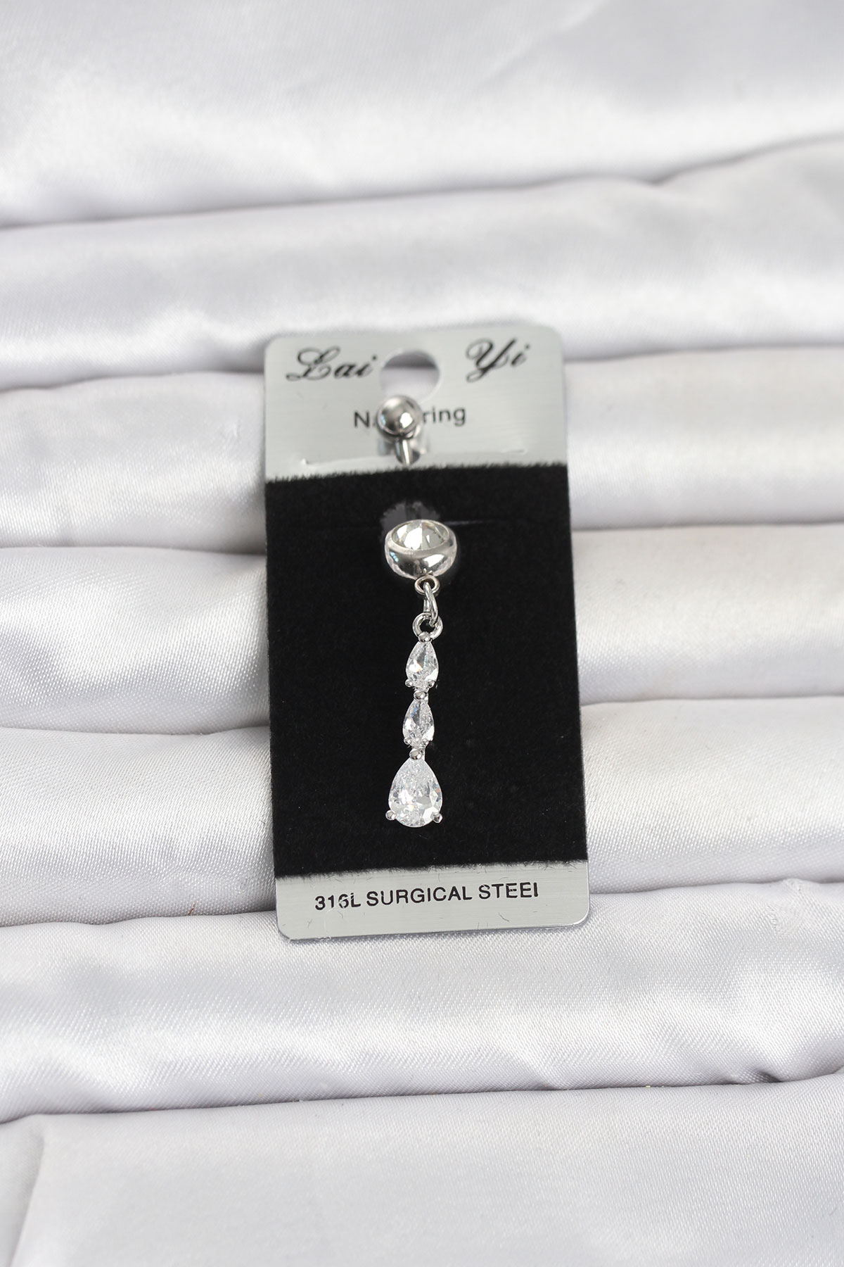 Tegan 316L Cerrahi Çelik Sallantılı Damla Model Göbek Piercing TG27PR1398 - Görsel 1