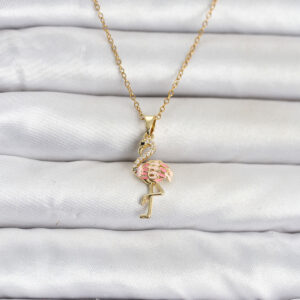 Tegan 316L Çelik Zincir Gold Renk Flamingo Model Kadın Kolye TG27BKO11106