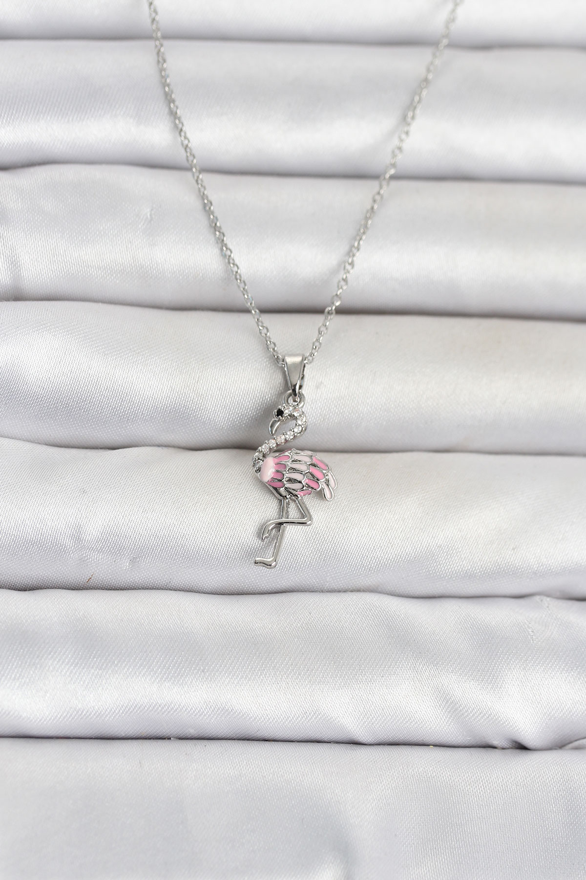 Tegan 316L Çelik Zincir Gümüş Renk Flamingo Model Kadın Kolye TG27BKO11107 - Görsel 1