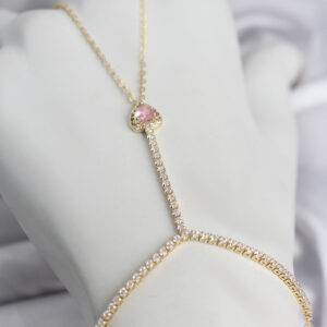 Tegan Gold Renk Pirinç Zirkon Taşlı Pembe Kalp Model Şahmeran TG27SN771