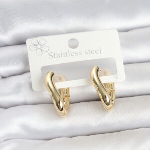 Tegan 316L Çelik Gold Renk Asimetrik Halka Model Kadın Küpe TG27BKP11861