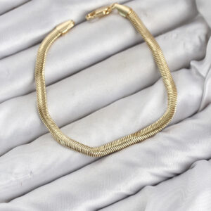 Tegan CM Yassı Yılan Zincir Model Gold Renk Pirinç Kadın Bileklik TG27BB8597