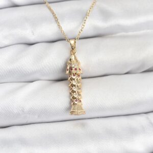 Tegan 316L Çelik Zincir Gold Renk Balık Model Zirkon Taşlı Kadın Kolye TG27BKO10885