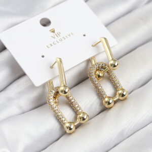 Tegan Gold Renk VIP Seri Tifani Zirkon Taşlı Kadın Küpe TG27BKP11895