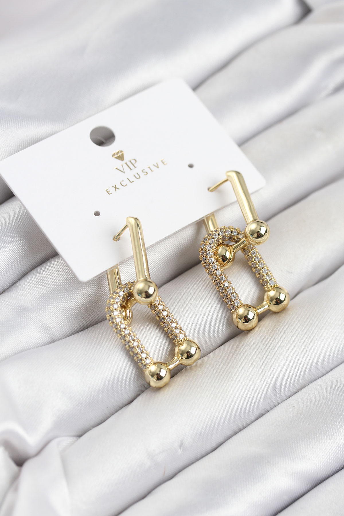 Tegan Gold Renk VIP Seri Tifani Zirkon Taşlı Kadın Küpe TG27BKP11895 - Görsel 1