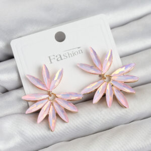 Tegan Pembe Renk Kristal Taşlı Lotus Model Kadın Küpe TG27BKP11915