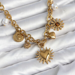 Tegan 316L Çelik Gold Renk Charmlı Model Kadın Kolye TG27BKO11135