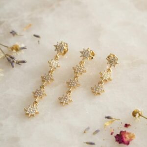 Tegan 3 lü Set Küpe Gold Renk Kutup Yıldızı Detaylı TG27BKP11948