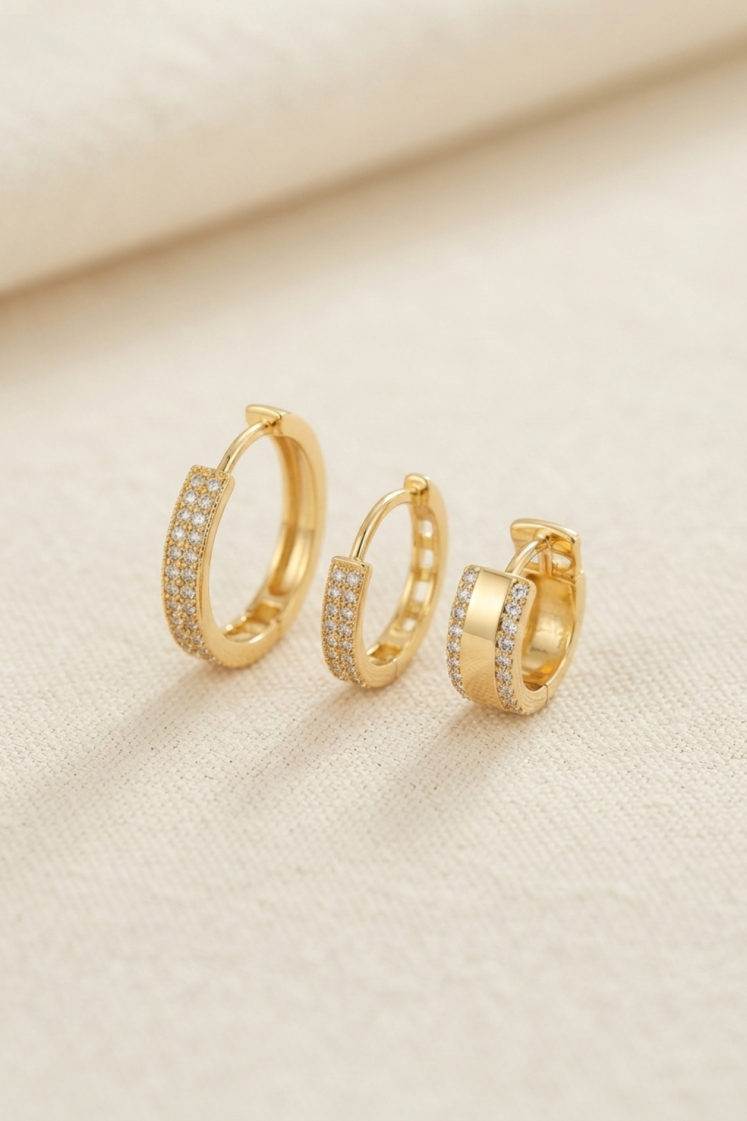 Tegan 3 lü Set Gold Renk Halka Model Küpe TG27BKP11956 - Görsel 1