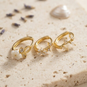 Tegan 3 lü Set Çiçek Model Gold Renk Kadın Küpe TG27BKP11960