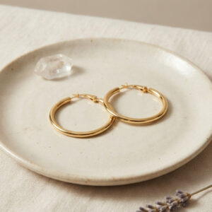 Tegan 316L Çelik Gold Renk 28 mm Halka Küpe TG27BKP12006