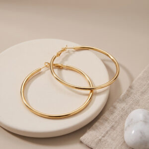 Tegan 316L Çelik Gold Renk 46 mm Halka Küpe TG27BKP12008