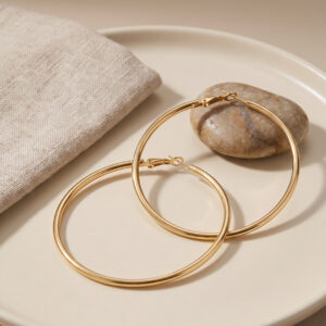 Tegan 316L Çelik Gold Renk 56 mm Halka Küpe TG27BKP12009