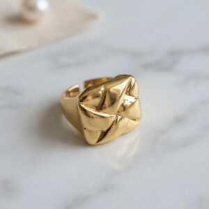 Tegan Geometrik Origami Tasarımlı Ayarlanabilir Gold Renk Yüzük TG27BYK4221