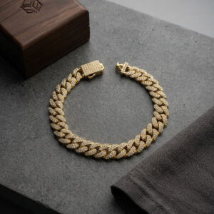 Tegan Cuban Zincir Model Zirkon Taşlı Gold Renk Erkek Bileklik TG27EB3817