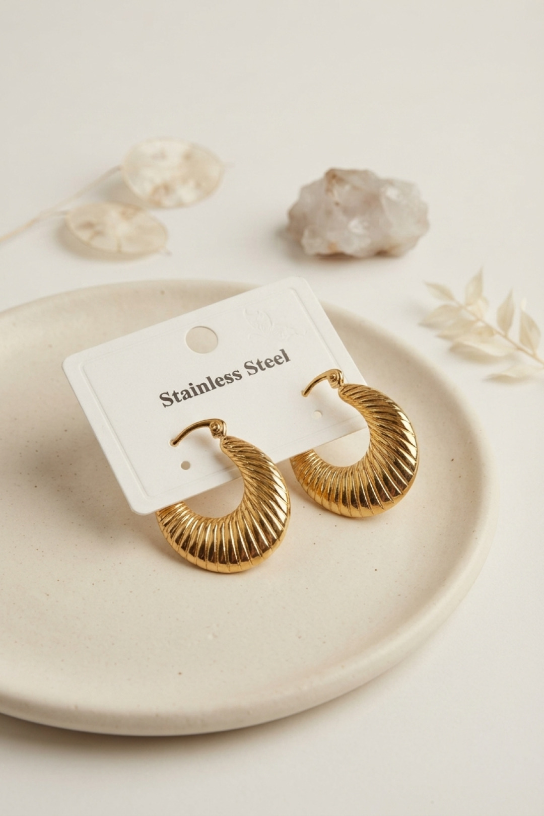 Tegan 316L Çelik Gold Renk Halka Model Küpe TG27BKP12021 - Görsel 1