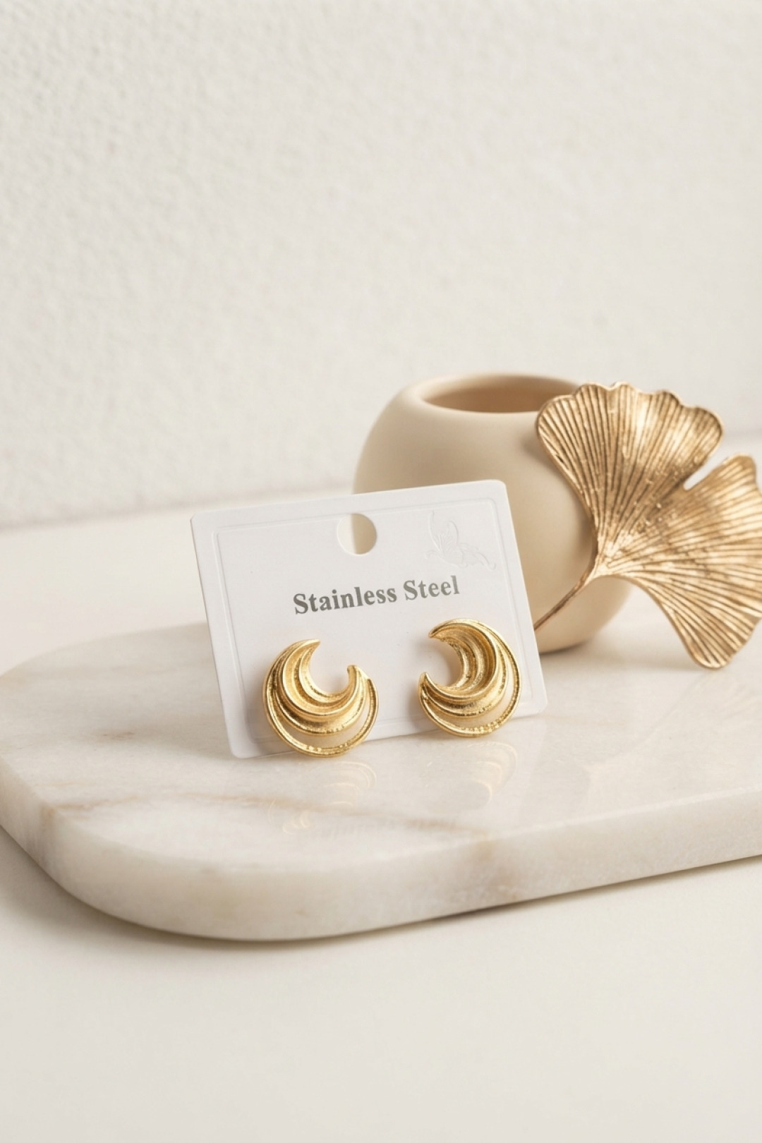 Tegan 316L Çelik Gold Renk Ay Model Kadın Küpe TG27BKP12035 - Görsel 1