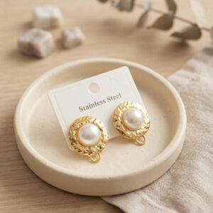 Tegan 316L Çelik Gold Renk İncili Model Küpe TG27BKP12046