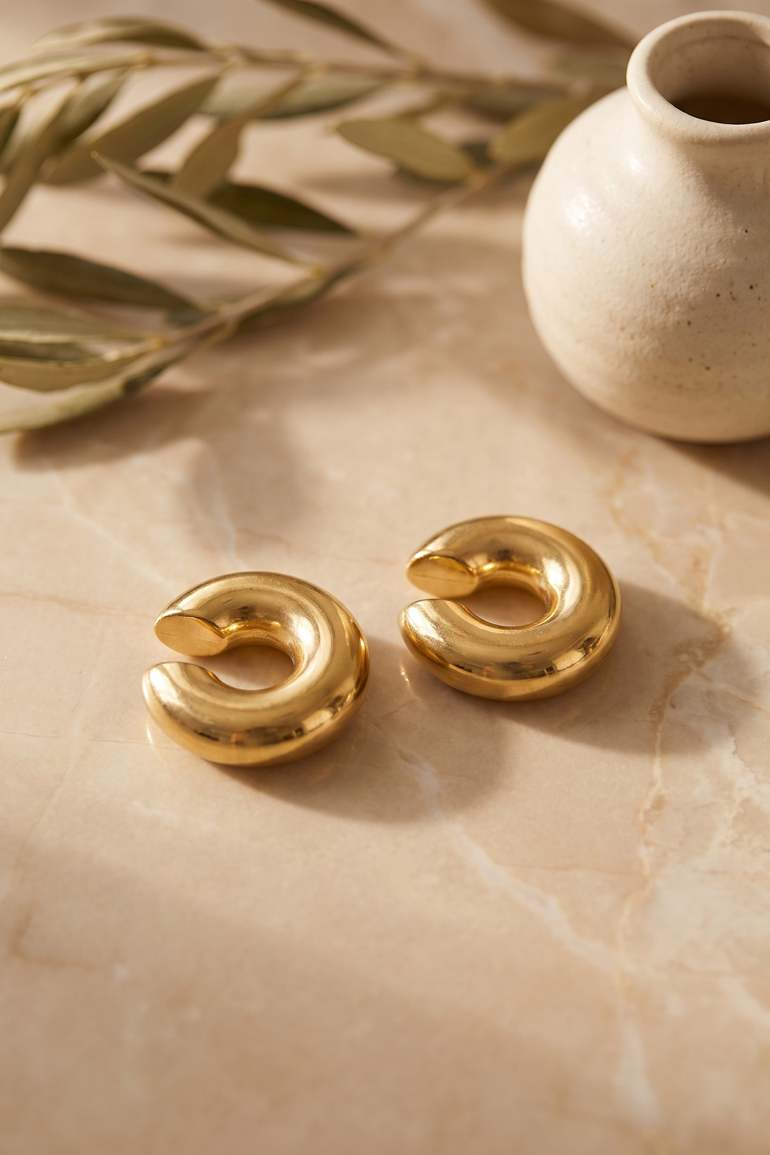 Tegan 316L Çelik Gold Renk Çiftli Earcuff Küpe TG27BKP12064 - Görsel 1