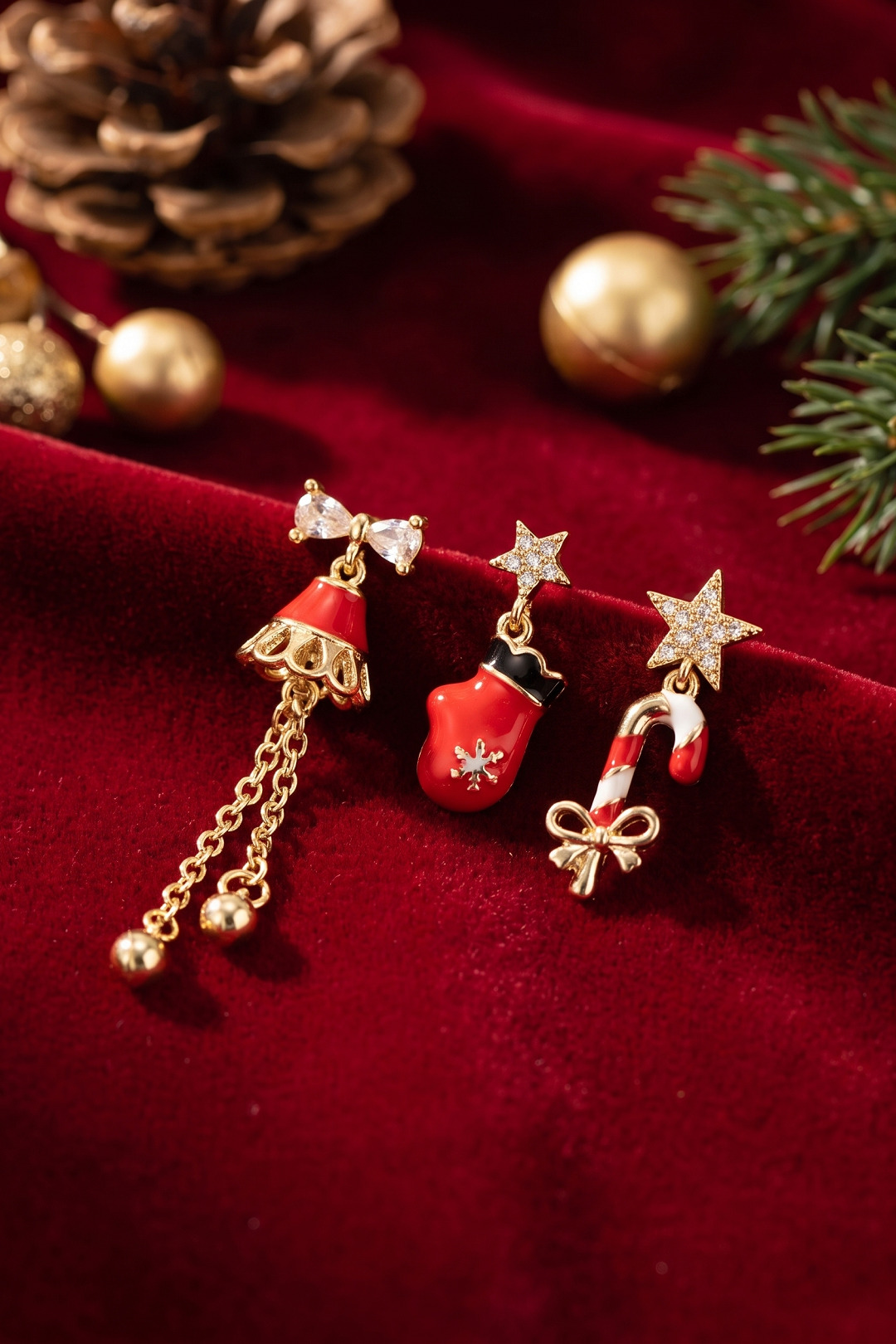 Tegan Christmas Koleksiyonu Zirkon Taşlı Yılbaşı Küpe TG27BKP12179 - Görsel 1