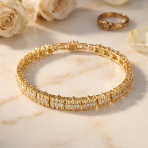 Tegan Gold Renk Pirinç Elegance Zirkon Taşlı Kadın Bileklik TG27BB8906